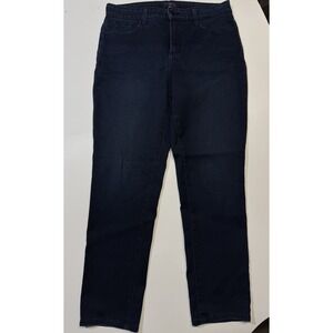 NYDJ Womens Blue Regular Fit Dark Wash Denim Legging Jeans Size 14